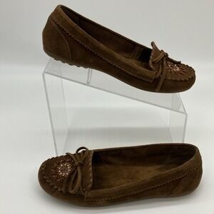 Minnetonka Moccasins Womens Flats Brown Suede 7 ‎ Shoes Boho Hippie Western